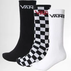 Meilleure vente ⌛ Lot De 3 Paires De Chaussettes 00XSE95Y1 Noir Blanc de Vans 😉