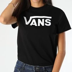 Meilleure vente 💯 Tee Shirt Femme Flying V Noir Blanc de Vans 👏 -Mode Chaussure vans 199950 A3UP4BLK BLACK 20191009T154149 03