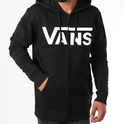 Acheter 🔔 Sweat Zippé Capuche Classic Zip HD II Noir de Vans ✨ -Mode Chaussure vans 224768 VN0A456CY281 BLACK WHITE 20200709T140548 03