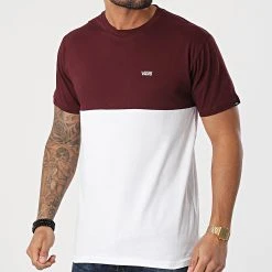 Coupon 🛒 Tee Shirt Colorblock 0A3CZDKJ Bordeaux Blanc de Vans 🔔