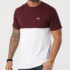 Coupon 🛒 Tee Shirt Colorblock 0A3CZDKJ Bordeaux Blanc de Vans 🔔 -Mode Chaussure vans 253326 VN0A3CZDKJN 20210223T160620 03