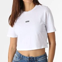 Meilleure affaire 🛒 Tee Shirt Crop Femme VN0A54QUWHT Blanc de Vans 🎁 -Mode Chaussure vans 269467 VN0A54QUWHT 20210625T163842 03
