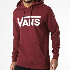 Remise ❤️ Sweat Capuche Classic Hoodie Bordeaux de Vans ⌛