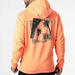 Grosses soldes ⭐ Sweat Capuche Palm Tree A7PYA Orange Saumon de Vans ⭐