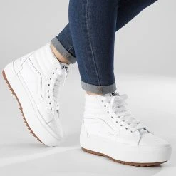 Offres 🤩 Baskets Femme Sk8-Hi Stacked BTWL5R Canvas True White de Vans ✨ -Mode Chaussure vans 299830 A4BTWL5R1 20220204T154835 03