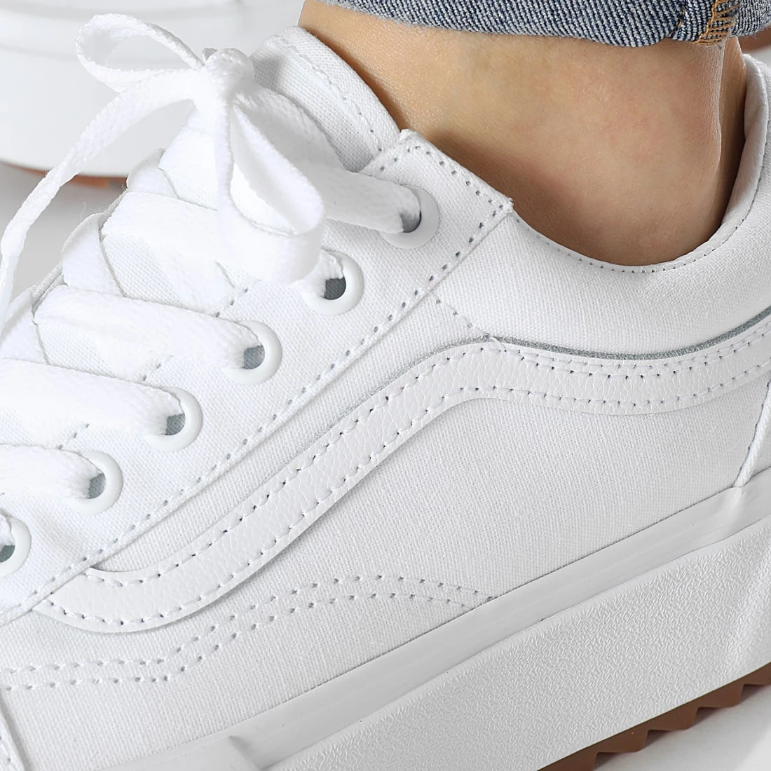 Top 10 ✨ Baskets Femme Old Skool Stacked U15L5R Canvas True White de Vans 🥰 2 Top 10 ✨ Baskets Femme Old Skool Stacked U15L5R Canvas True White de Vans 🥰 – Image 2