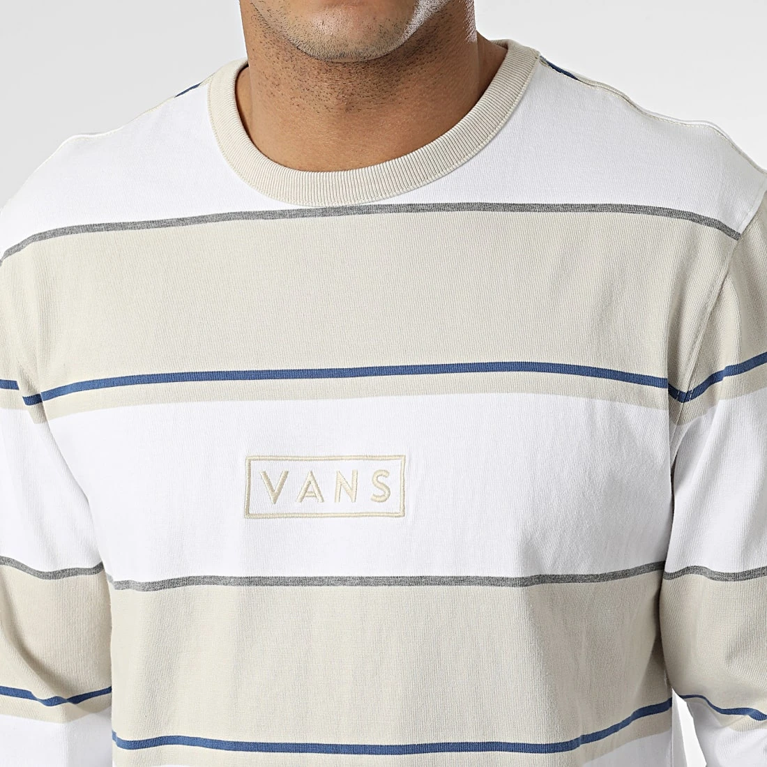 Meilleure affaire ❤️ Tee 😍 Shirt A Manches Longues A7PN2 Blanc Beige de Vans ❤️ 2 Meilleure affaire ❤️ Tee 😍 Shirt A Manches Longues A7PN2 Blanc Beige de Vans ❤️ – Image 2