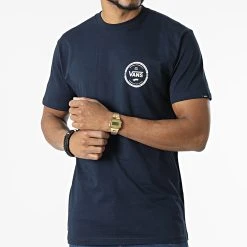 Meilleure vente ⭐ Tee 😉 Shirt Logo Check A7PLU Bleu Marine de Vans 😀 -Mode Chaussure vans 313028 A7PLU NVY 20220407T155128 03