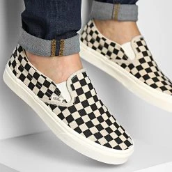 De gros ⭐ Baskets Classic Slip-On A5JMH705 Eco Theory Checkerboard de Vans 🤩