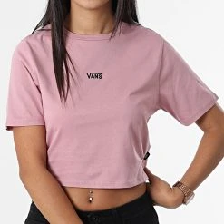 Top 10 ✨ Tee 👍 Shirt Femme Crop Flying V Rose de Vans ✔️