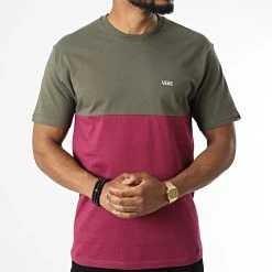 Meilleure affaire 💯 Tee Shirt Colorblock Vert Kaki Bordeaux de Vans 🤩 -Mode Chaussure vans 324365 A3CZD YK2 20220620T155132 03