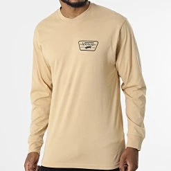 Coupon 😀 Tee Shirt Manches Longues Full Patch Back A2XCM Sable de Vans 👍