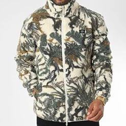 Meilleure vente 😀 Veste Zippée Fourrure Vendor A7S89 Beige Vert Kaki de Vans 💯