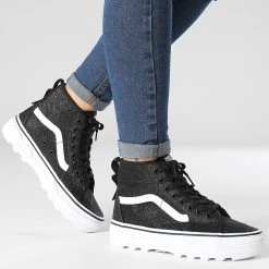 De gros 🤩 Baskets Sentry Femme Sk8 Hi 4BVW6BT Glitter Black True White de Vans 🌟 -Mode Chaussure vans 347100 A4BVW6BT1 20221121T152609 03